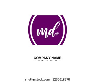 M D Initial Handwriting Logo Template Vector