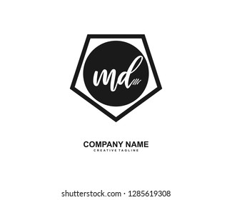 M D Initial Handwriting Logo Template Vector