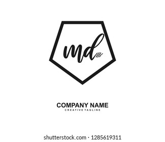 M D Initial Handwriting Logo Template Vector