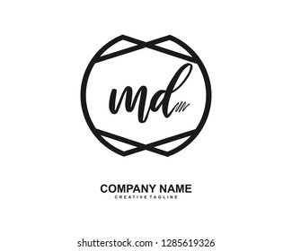 M D Initial Handwriting Logo Template Vector