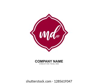 M D Initial Handwriting Logo Template Vector