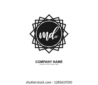 M D Initial Handwriting Logo Template Vector