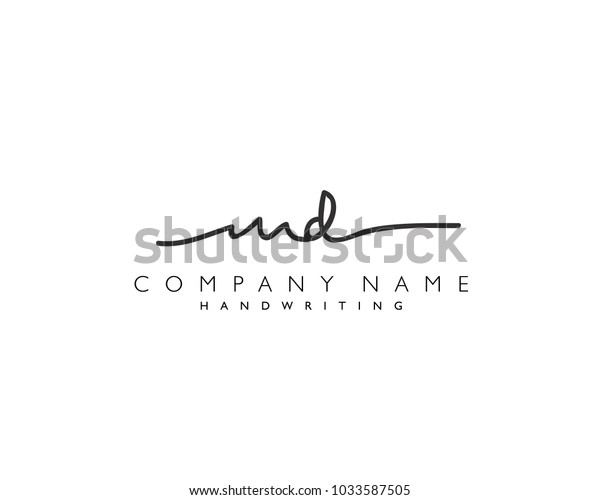 M D Initial Handwriting Logo Stock Vector (Royalty Free) 1033587505