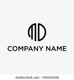 M D Initial logo template vecto