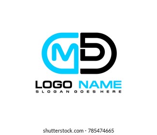 M D initial logo template vexctor