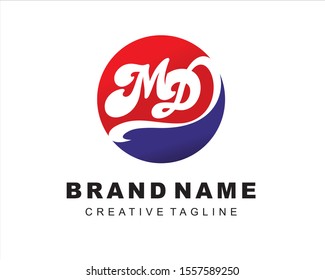 m an d letter combination in circle 