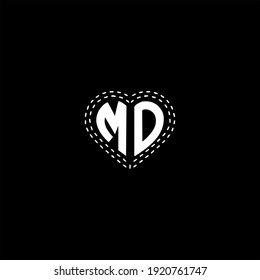 M D letter logo vector design on black color background. MD monogram