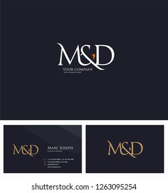 M & D letters Joint logo icon and Business card vector template.
