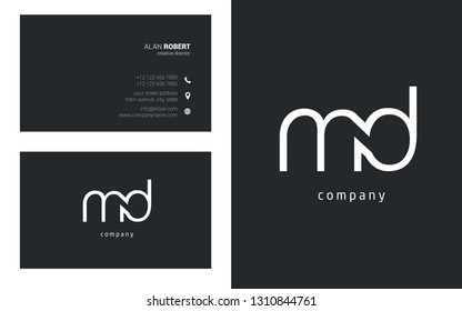 M & D line letter joint logo design vector