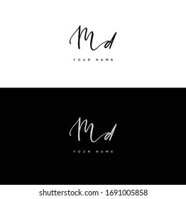  M D MD Initial letter handwriting and signature logo.	