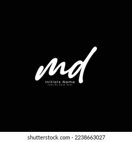 M D MD Anfangsbuchstaben, handschriftlich und Unterschrift, Vektorbild, moderner Stil in Verbindung mit dem Template-Logo