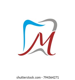 M dental logo design template vector illustration