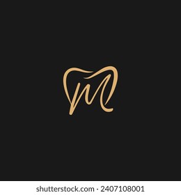 M Monograma de iconos con logotipo dental. Monograma de diseño de letras M y vector creativo minimalista moderno,
