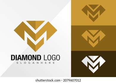 M Diamond Logo Design Vector illustration template