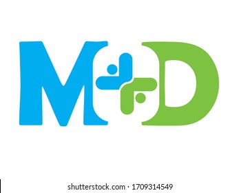 M D-initial Logo, M D-initial Medical Logo template designs.eps