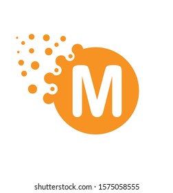 M dot letter logo,M letter logo design vector in dots.