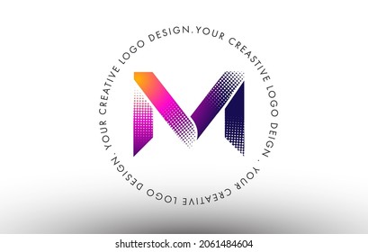 M Dots Letter Logo. M Letter Design Vector Icon Illustration with Dots.
