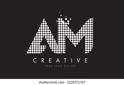 AM A M Dots Letter Logo Design White Magenta Bubble Circles and Swoosh