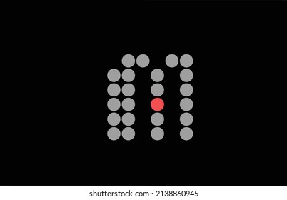 M de diseño de icono de la letra del alfabeto gris rojo con puntos. Plantilla creativa para empresas y empresas con punto