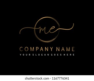 M E Initial handwriting logo vector