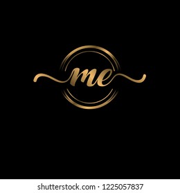 M E Initial handwriting logo vector
