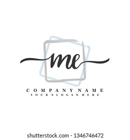 M E Initial handwriting logo vector