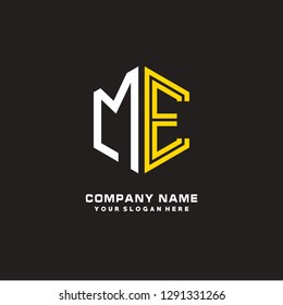 M E initial letter, logo design template vector 