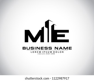 M E Initial logo concept with building template vector.