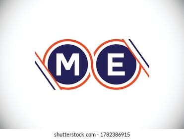 símbolo de signo de letra M E. Plantilla de vectores de diseño de logotipo M E de la letra inicial. Logo de Monograma