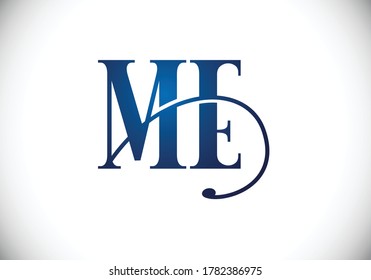 M E-Zeichen. Anfangsbuchstabe M E Logo Design Vektorvorlage. Monogramm-Logo