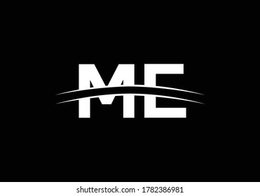 M E-Zeichen. Anfangsbuchstabe M E Logo Design Vektorvorlage. Monogramm-Logo