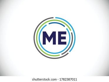 M E-Zeichen. Anfangsbuchstabe M E Logo Design Vektorvorlage. Monogramm-Logo