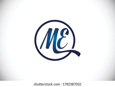 M E-Zeichen. Anfangsbuchstabe M E Logo Design Vektorvorlage. Monogramm-Logo