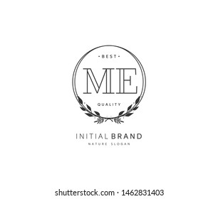 M E ME Beauty vector initial logo, handwriting logo of initial signature, wedding, fashion, jewerly, boutique, floral and botanical with creative template for any company or business.
