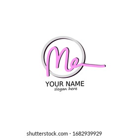 m e me Initial handwriting logo vector