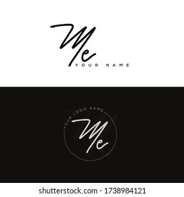 M E ME Initial letter handwriting and signature logo