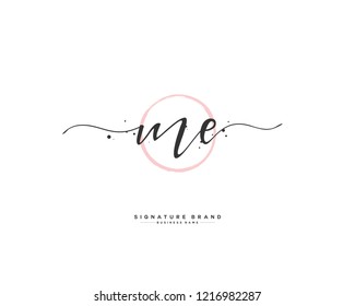 M E ME initial logo handwriting  template vector
