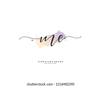 M E ME initial logo handwriting  template vector