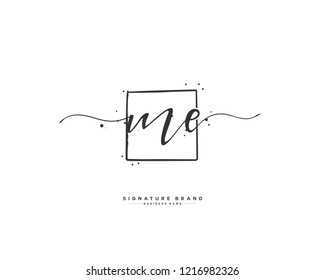 M E ME initial logo handwriting  template vector