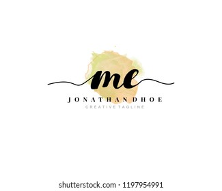 M E ME Initial watercolor logo on white background. Logo template vector