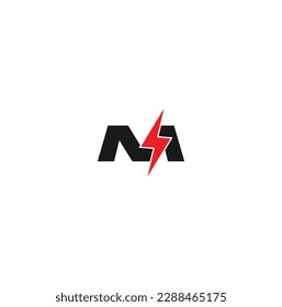 m electric power vector logo design element. Energy and thunder electricity symbol concept.Power fast speed logotype.Power font iron alphabet. Metal logo typography. Steel typographic design.