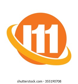 m with eleven number logo vector.