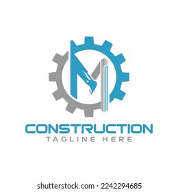 M Excavator Logo - Letter M excavator constructies engineering logo template