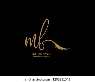 M F Initial Handwriting Logo Template