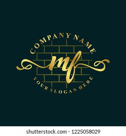 M F Initial handwriting logo vector. Hand lettering for designs.
