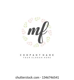 M F Initial handwriting logo vector