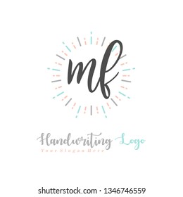 M F Initial handwriting logo vector