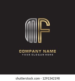 M F initial letter, modern logo design template vector 