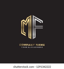 M F initial letter, modern logo design template vector 