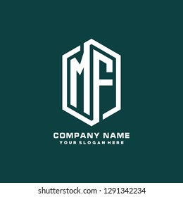 M F initial letter, modern logo design template vector 